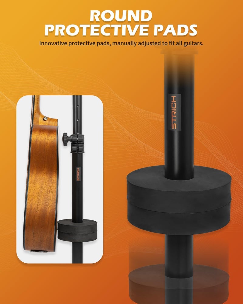 STRICH Guitar Stands Floor, 2 Adjustable Guitar Stand Holder, Heavy Duty 2 Guitar Stand for Acoustic Electric Guitars Bass Banjos, Folding Multi Guitar Stands 2-Holder, FH-S2 Black - Image 2